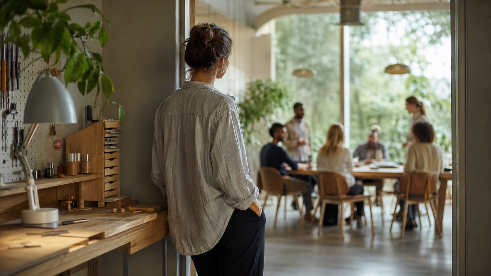 En leder observerer sit team, før hun involverer sig
